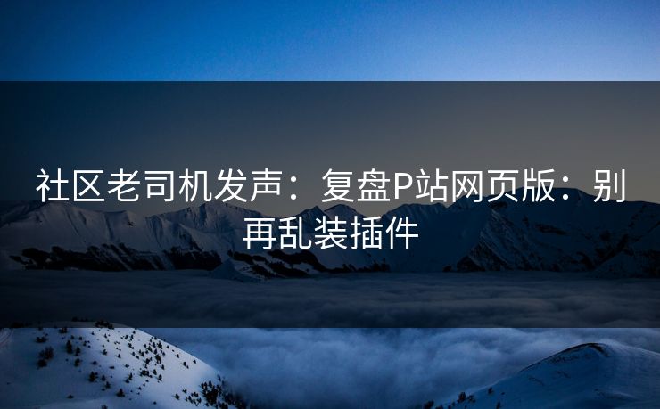 社区老司机发声：复盘P站网页版：别再乱装插件