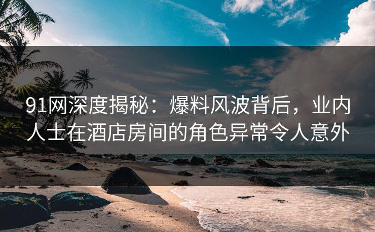 91网深度揭秘：爆料风波背后，业内人士在酒店房间的角色异常令人意外