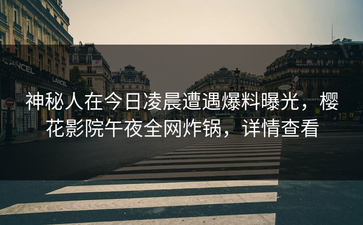 神秘人在今日凌晨遭遇爆料曝光，樱花影院午夜全网炸锅，详情查看